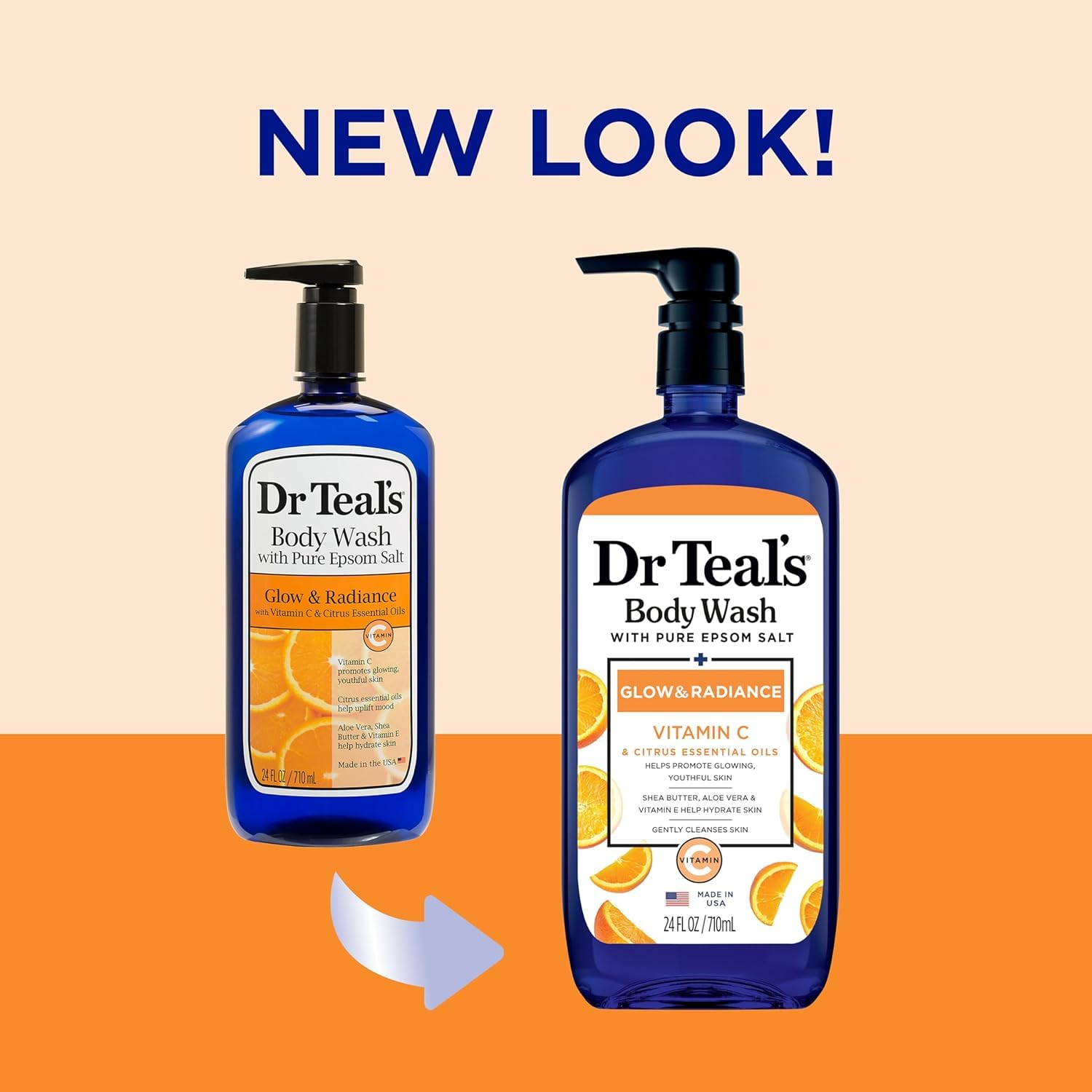 Dr Teal's vitamina C aporta brillo suave a la piel.