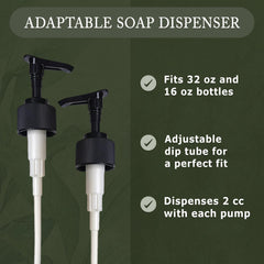 Bomba dispensadora Dr. Woods para 16 oz, instalación rápida y limpia.