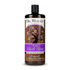 Dr. Woods Jabón Negro líquido frasco; limpieza suave para cara y cuerpo