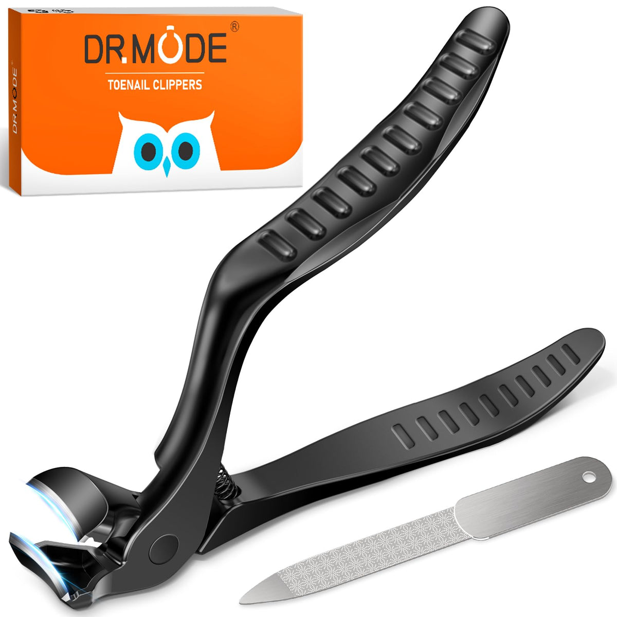 DRMODE cortaúñas con ángulo 7 grados facilita cortes ergonómicos.