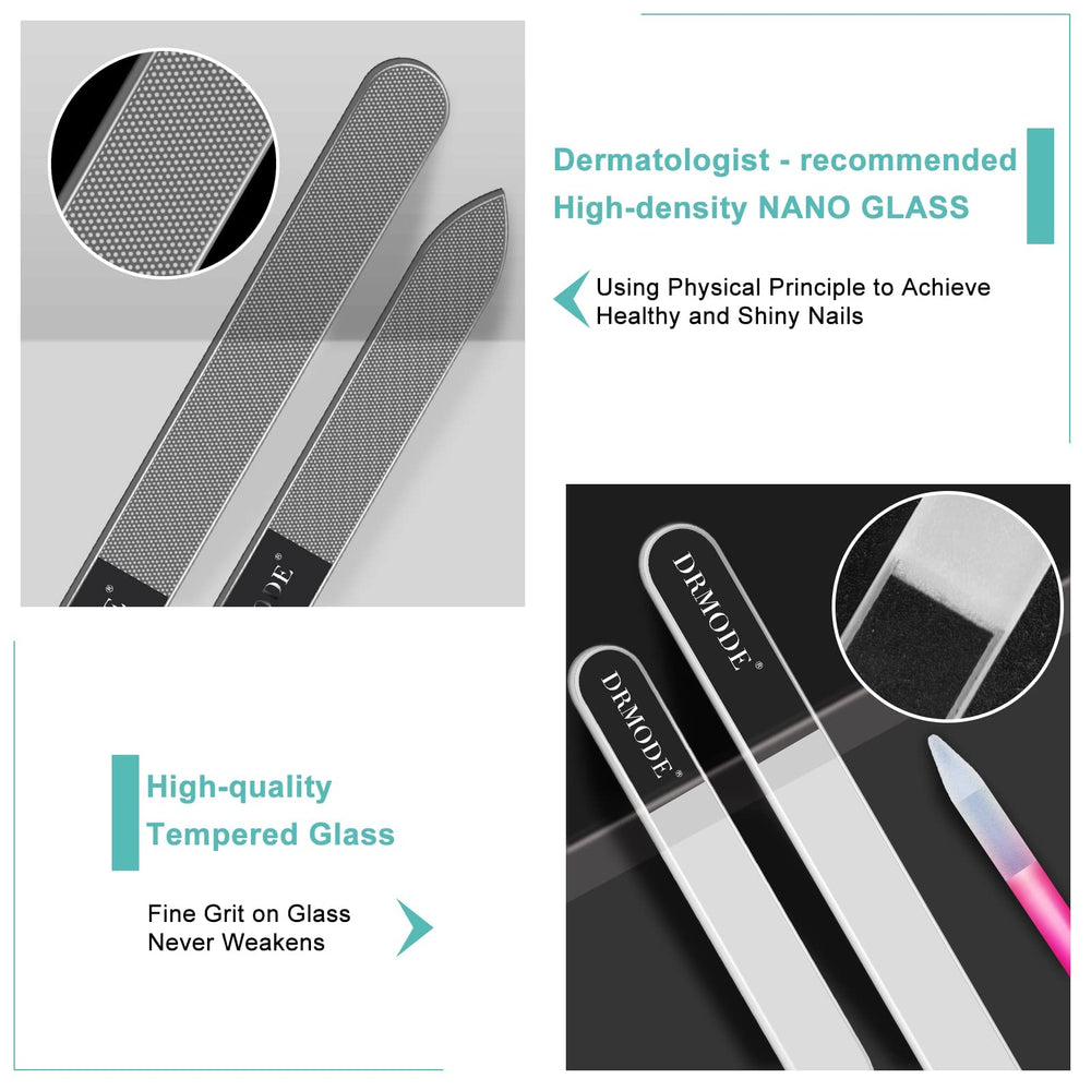 DRMODE lima de cristal precisa para uñas limpias y definidas