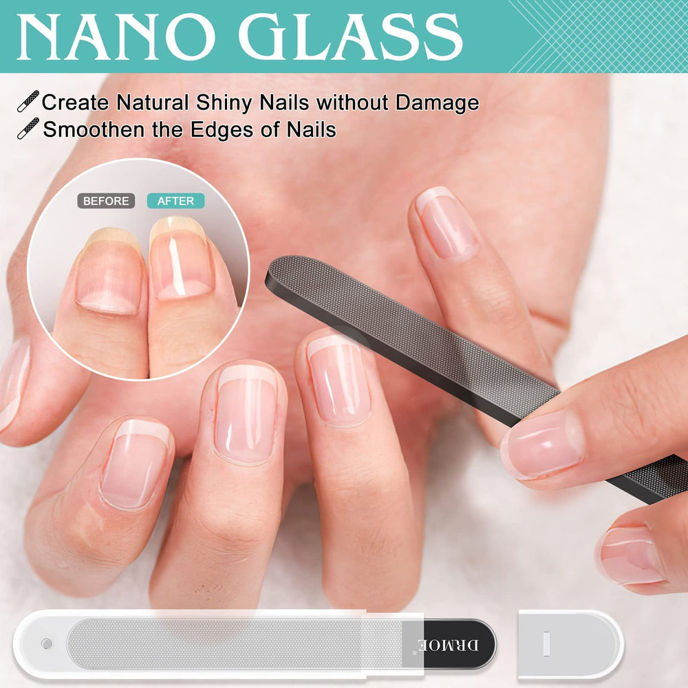 DRMODE lima de vidrio doble lado suaviza y da forma a uñas