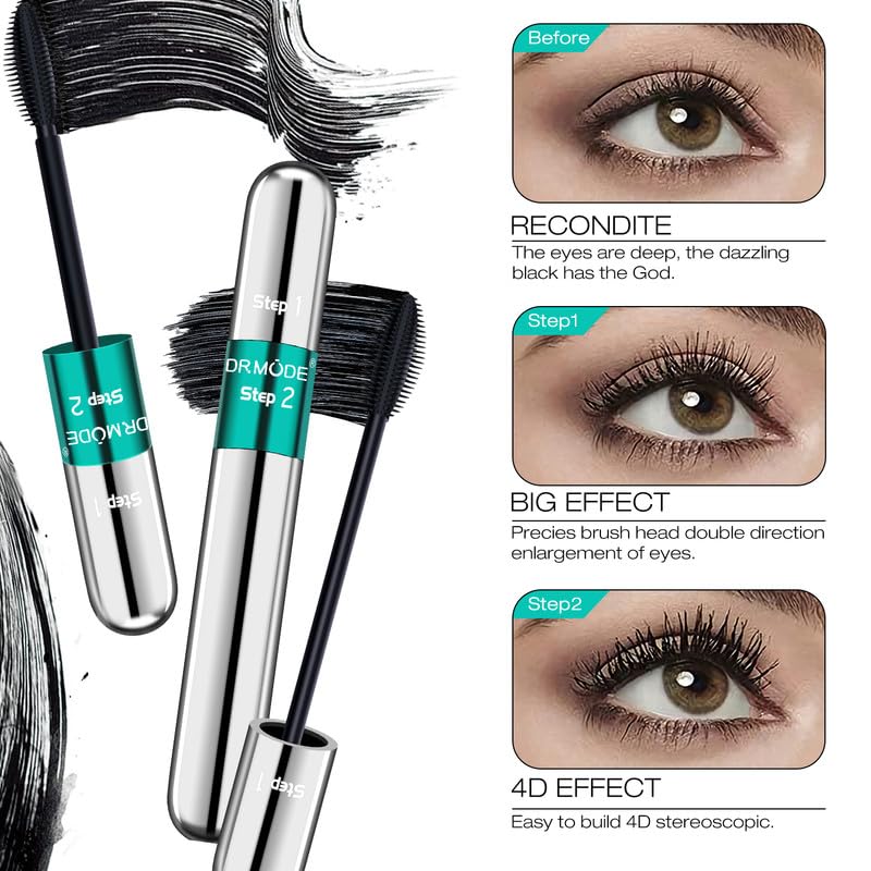 DRMODE Mascara: doble aplicador para longitud y volumen sin grumos.