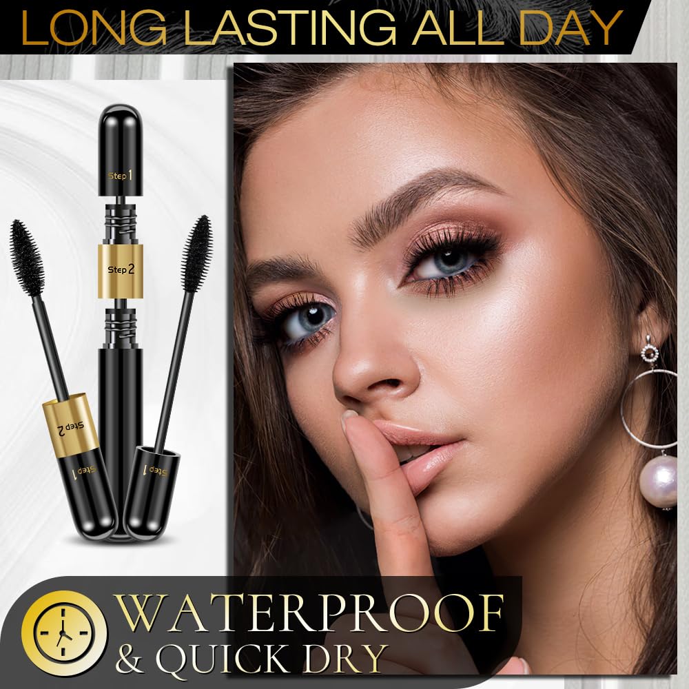 DRMODE Mascara con doble efecto 4D, dos pasos para estilos versátiles.