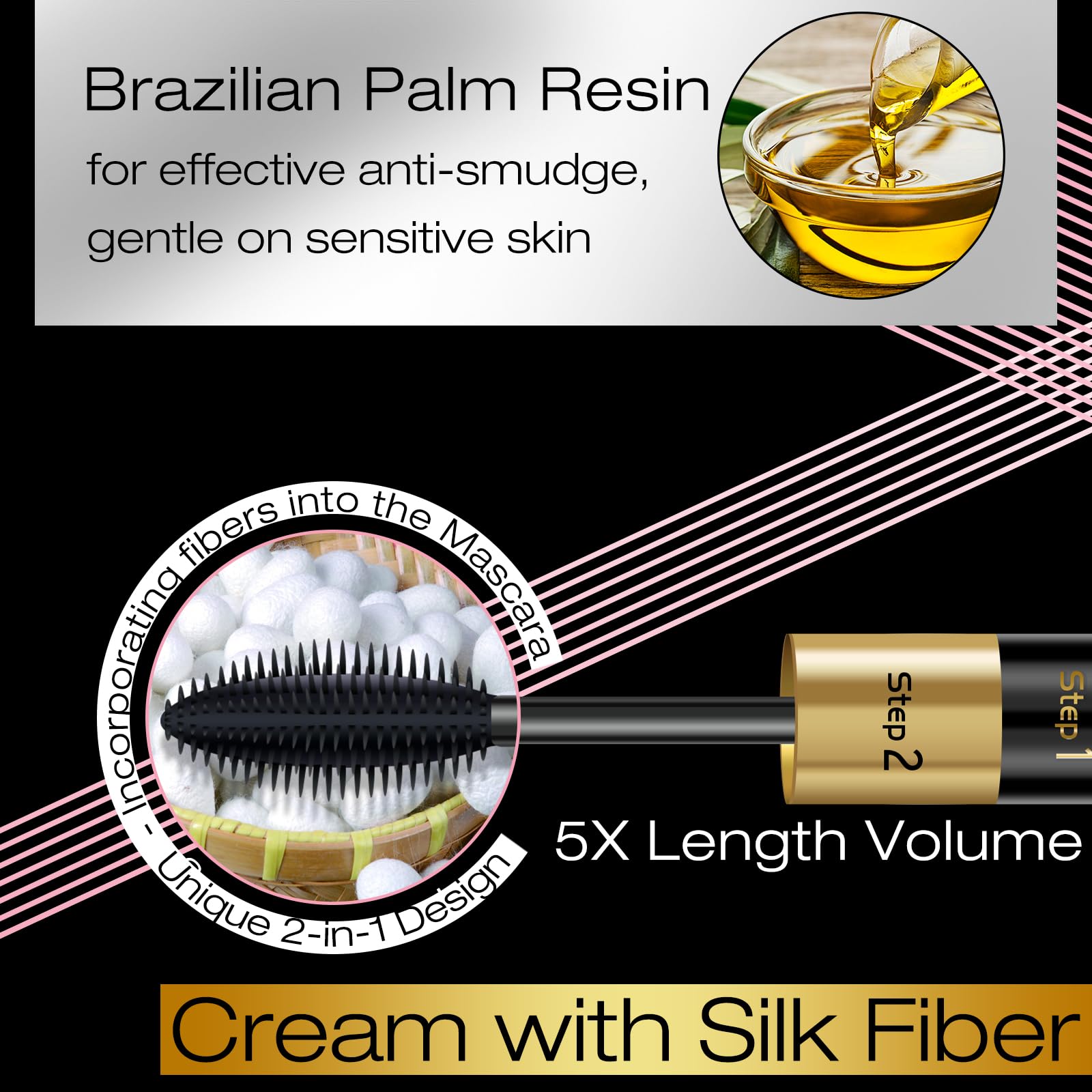 DRMODE Mascara resistente al agua 24h, fijación y definición duradera.