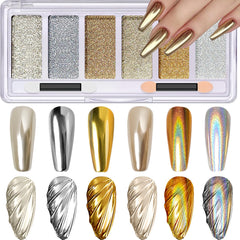 DRMODE polvo cromado oro efecto espejo para uñas, acabado brillante y duradero