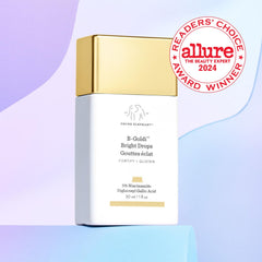 Aplicación de Drunk Elephant B-Goldi Bright Drops para un toque dorado sin brillo.
