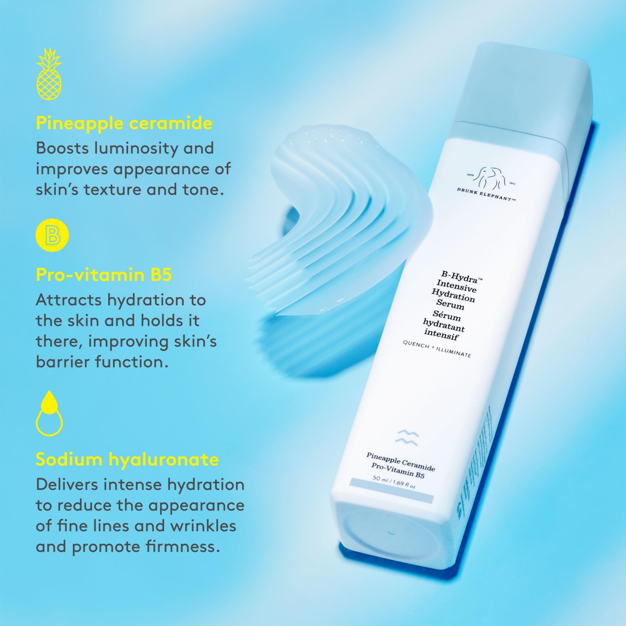 Se integra fácilmente en la rutina diaria con otros productos Drunk Elephant