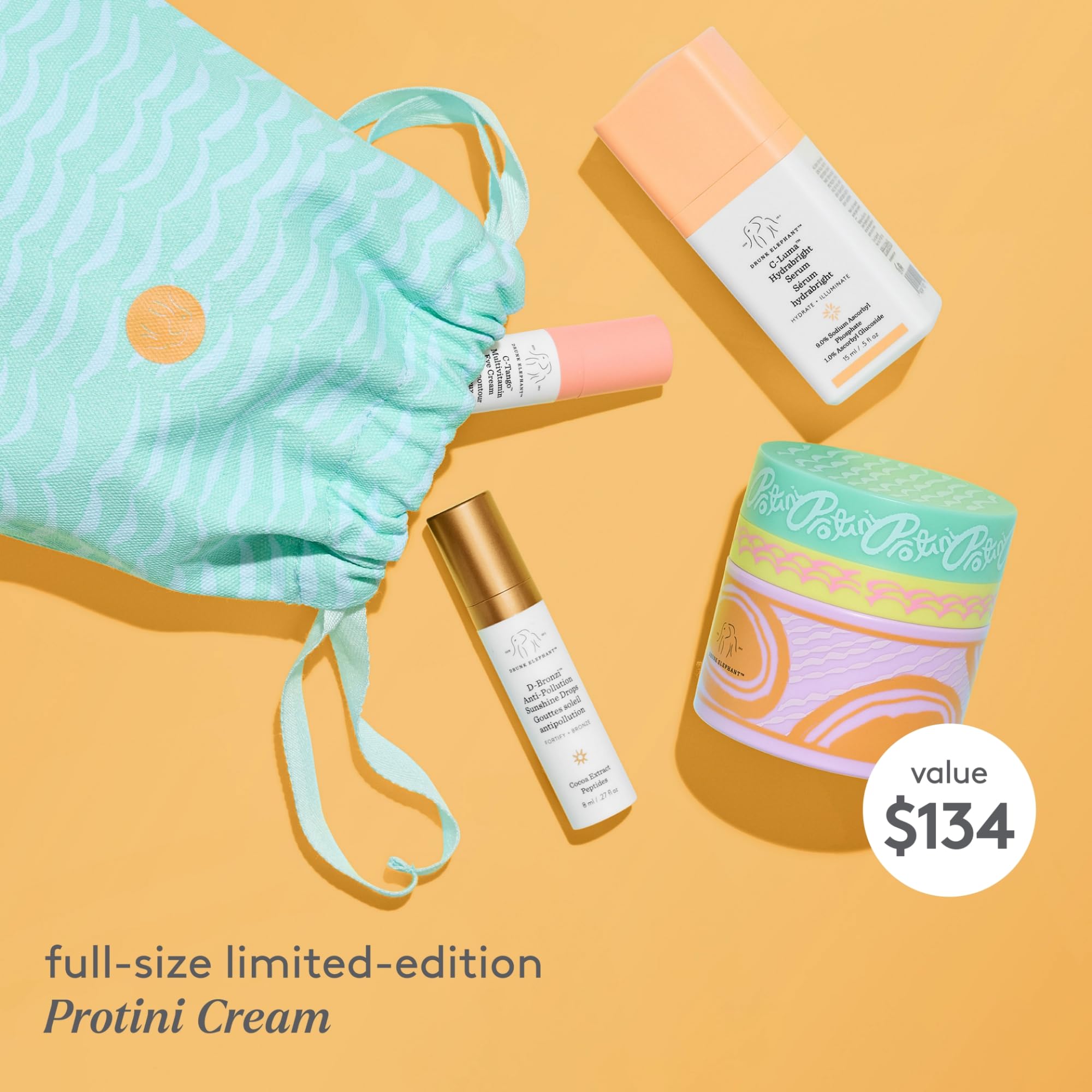Drunk Elephant C-Luma Serum botella, iluminación y hidratación para un tono uniforme