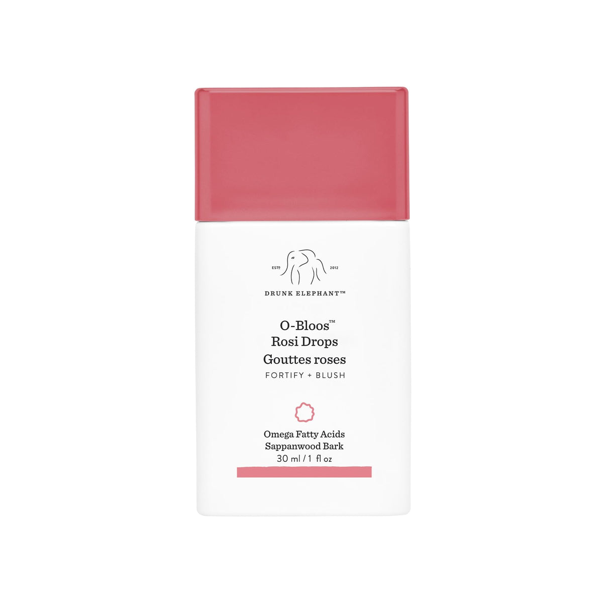 Drunk Elephant O-Bloos Rosi Drops en frasco, tono rosado suave para realzar color natural
