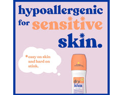 Dry Idea unscented roll-on on skin with smooth, quick-dry glide.