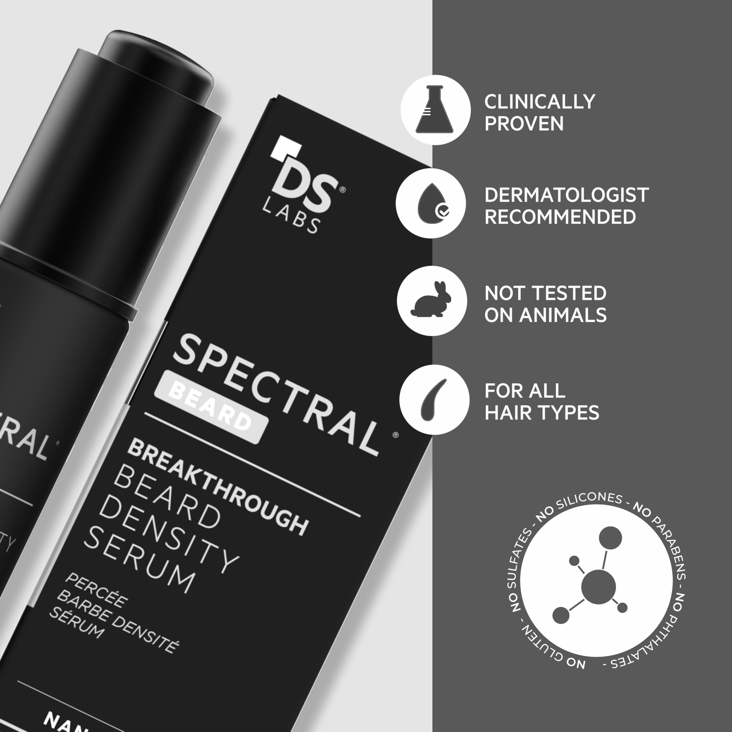 DS Laboratories Spectral.BRD, aplicación limpia para barba con acabado suave.