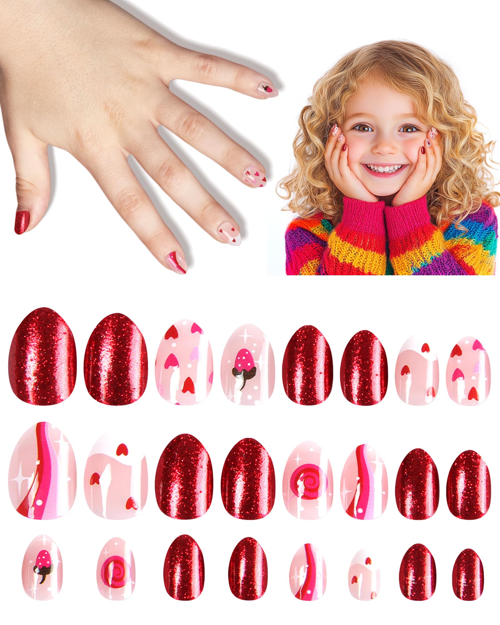 DSVANAY uñas postizas para niñas con tallas pequeñas para ajuste cómodo.