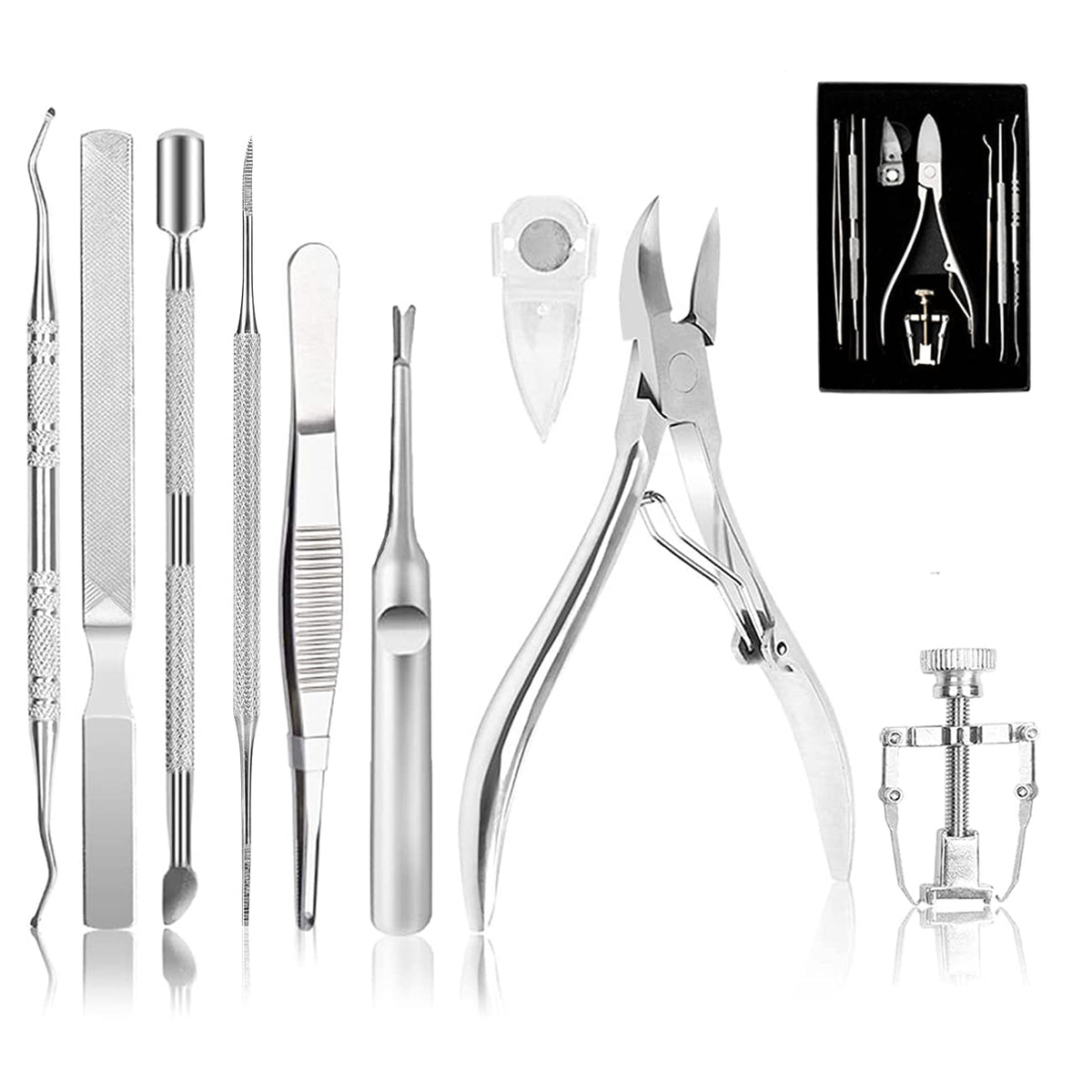 Dualeco kit herramientas uñas encarnadas 9 piezas, ideal para uso en casa
