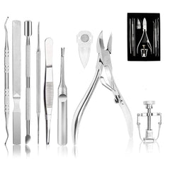 Dualeco kit herramientas uñas encarnadas 9 piezas, ideal para uso en casa