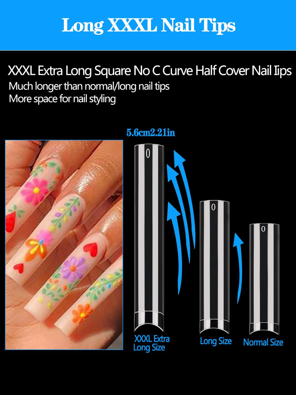 Dudjndjd tips de uñas claras rectas XXXL para adherencia duradera