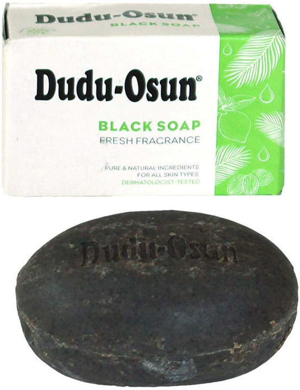 Dudu-Osun ingredients image highlights cocoa pod ash and palm bunch ash for natural cleansing.