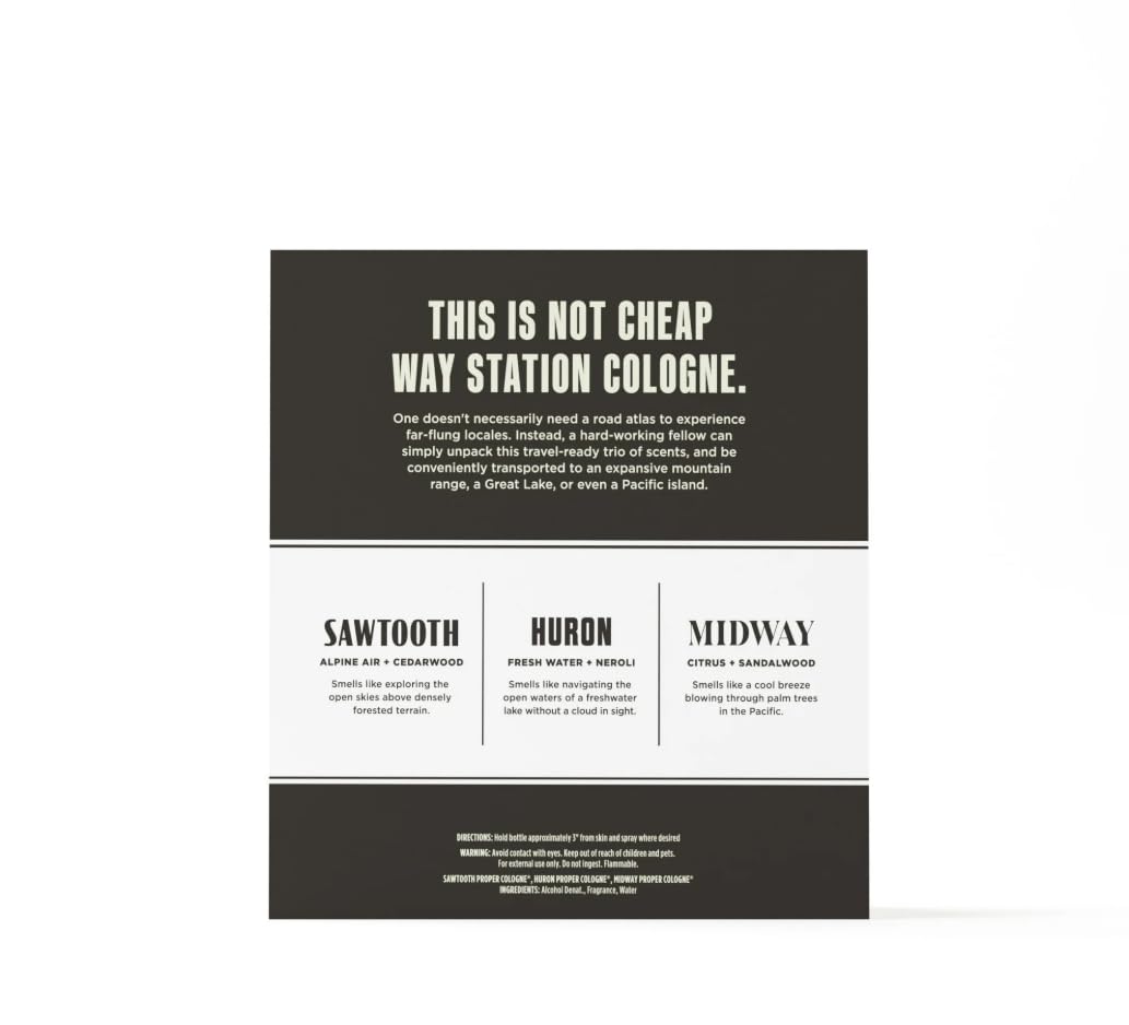 Duke Cannon Proper Cologne gift set, three scents ideal for thoughtful gifting.