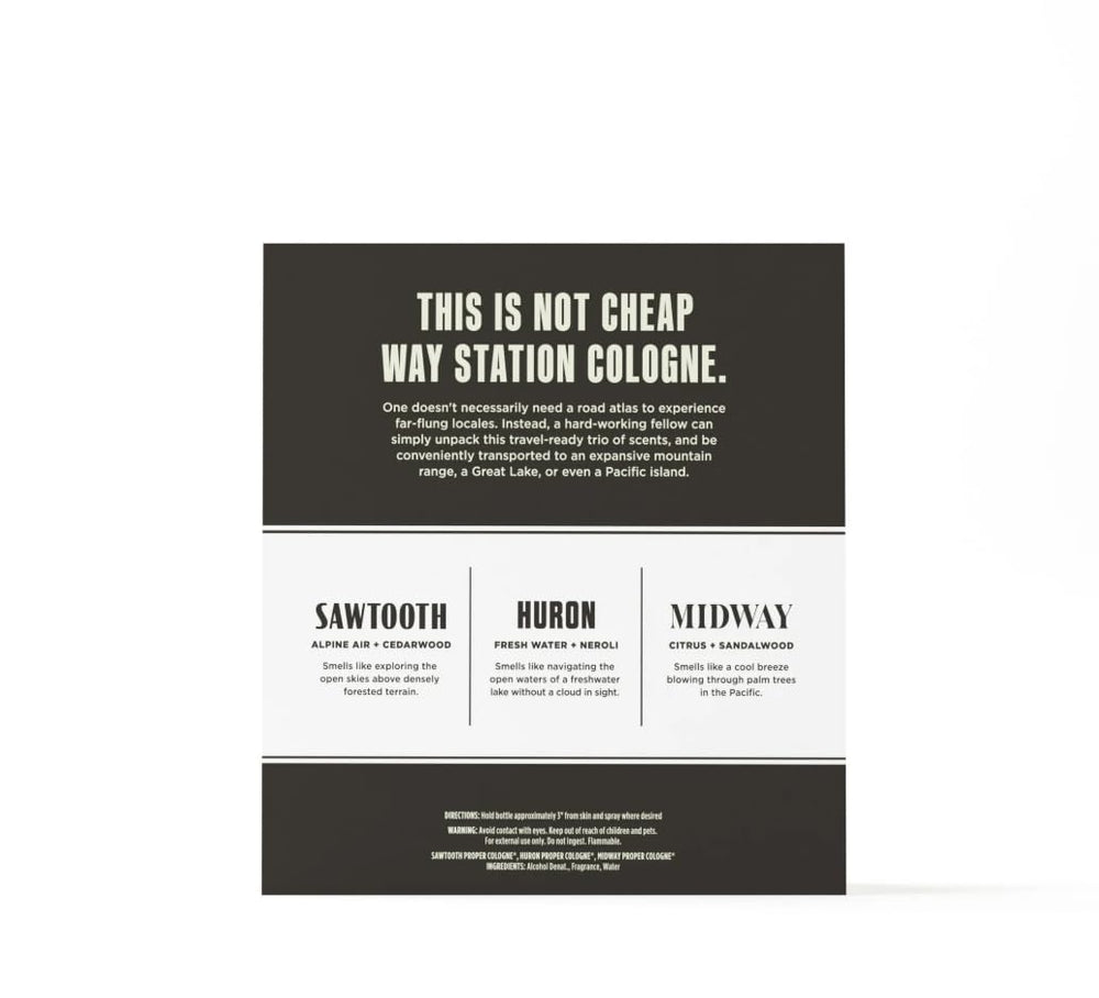 Duke Cannon Proper Cologne gift set, three scents ideal for thoughtful gifting.