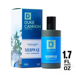 Packaging box for Duke Cannon Midway shown for gift-ready presentation