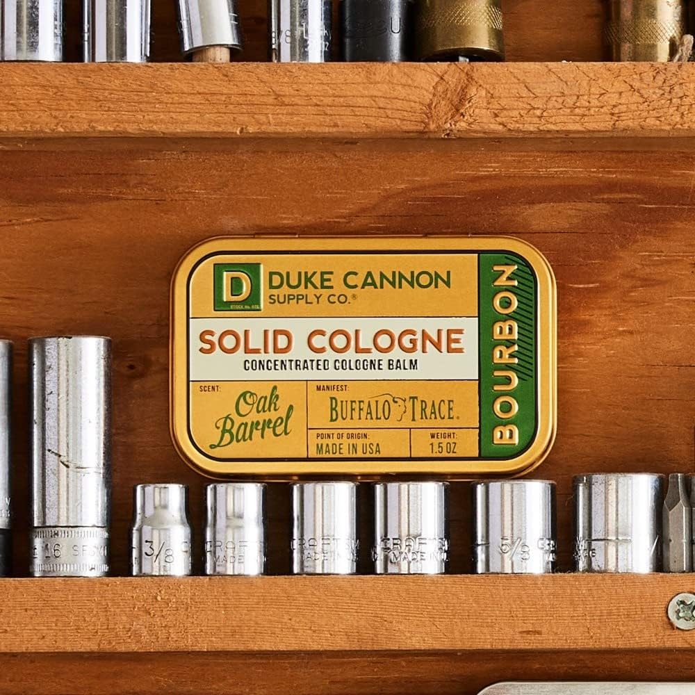 Duke Cannon solid cologne balm texture melts for precise application.