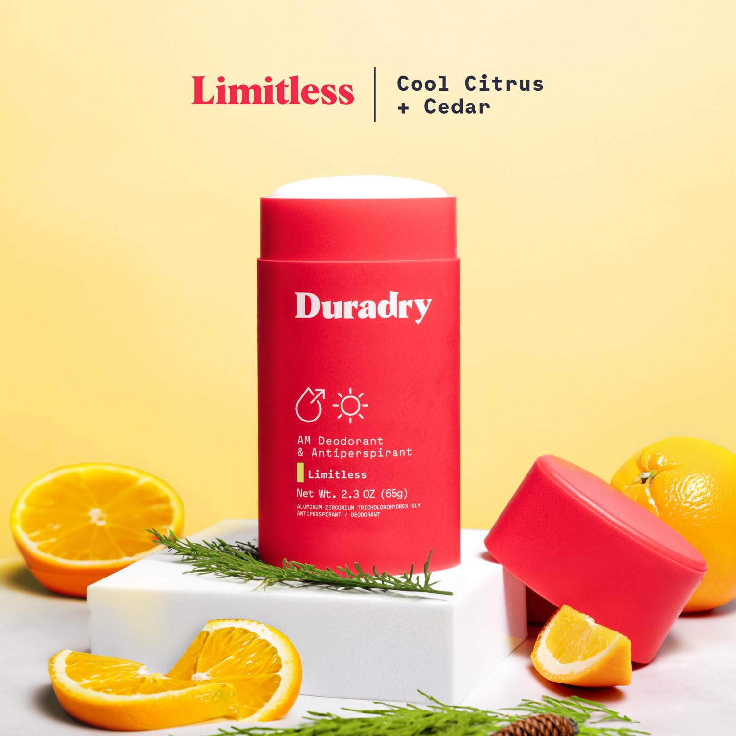 Etiqueta Duradry con ingredientes naturales para cuidado diario.