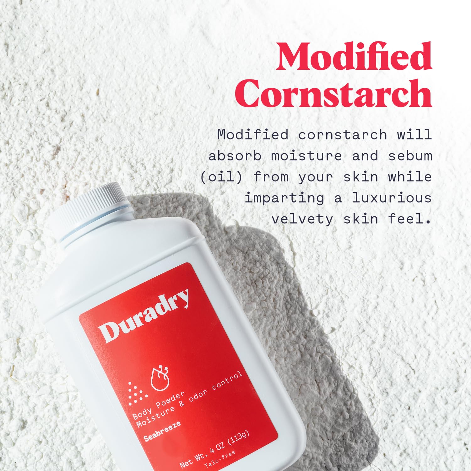 Duradry Seabreeze: fórmula sin talco para piel sensible.