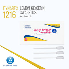Dynarex palitos limón glicerina, punta de algodón suave para higiene oral.