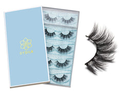 Pestañas falsas Dysilk, pack de 5 pares, look natural.