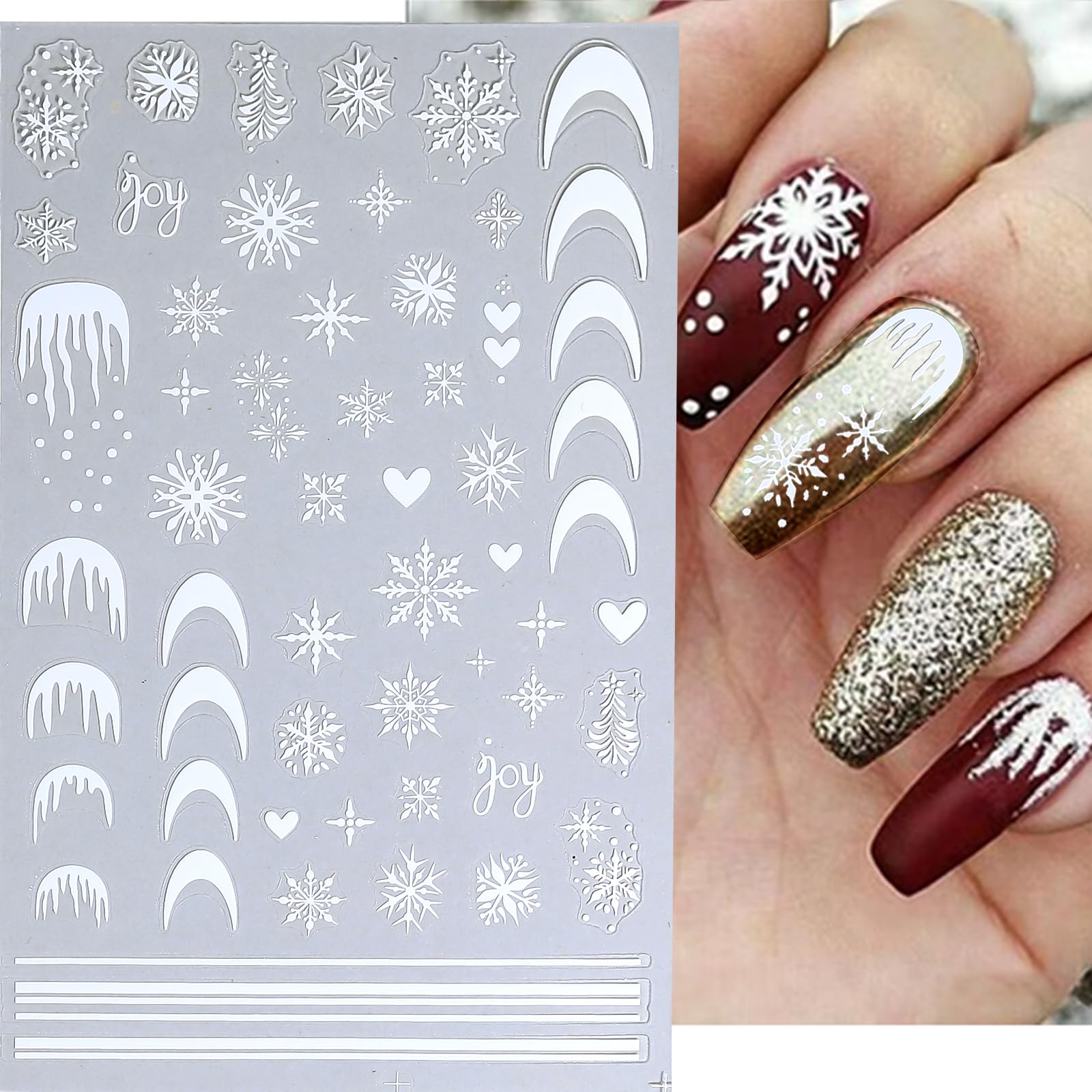 Decoracion para uñas copos de nieve DZHILHMX, fácil de retirar.