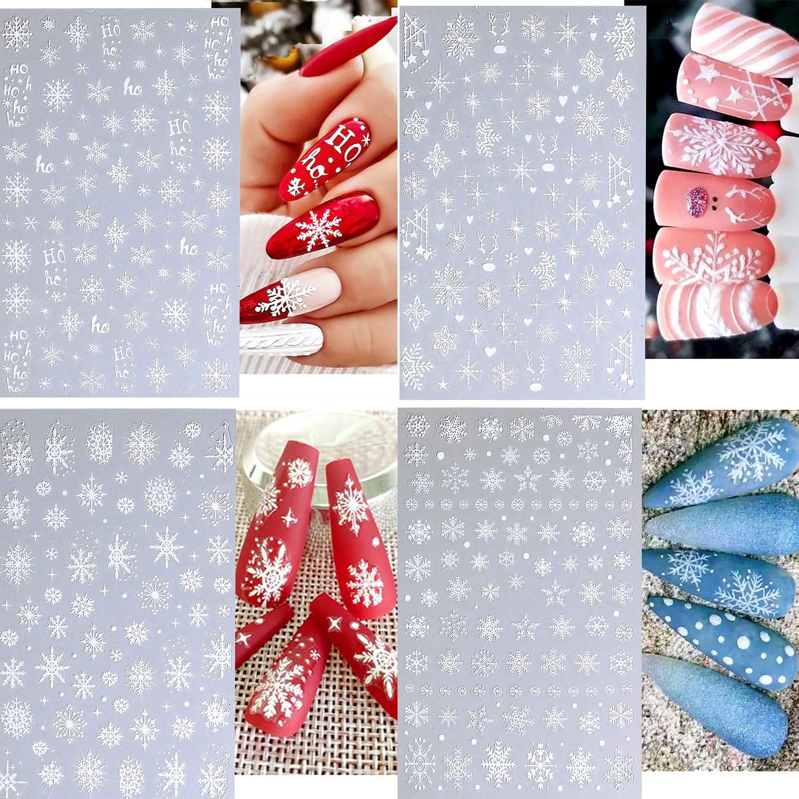 Copos de nieve 3D de DZHILHMX para uñas, efecto festivo duradero.