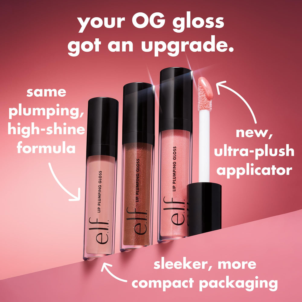 e.l.f. Lip Plumping Gloss, vitamina E y aceite de coco hidratan los labios.