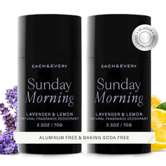 Each & Every desodorante sin aluminio, envase 2.5 oz, aroma Lavanda-Limón.