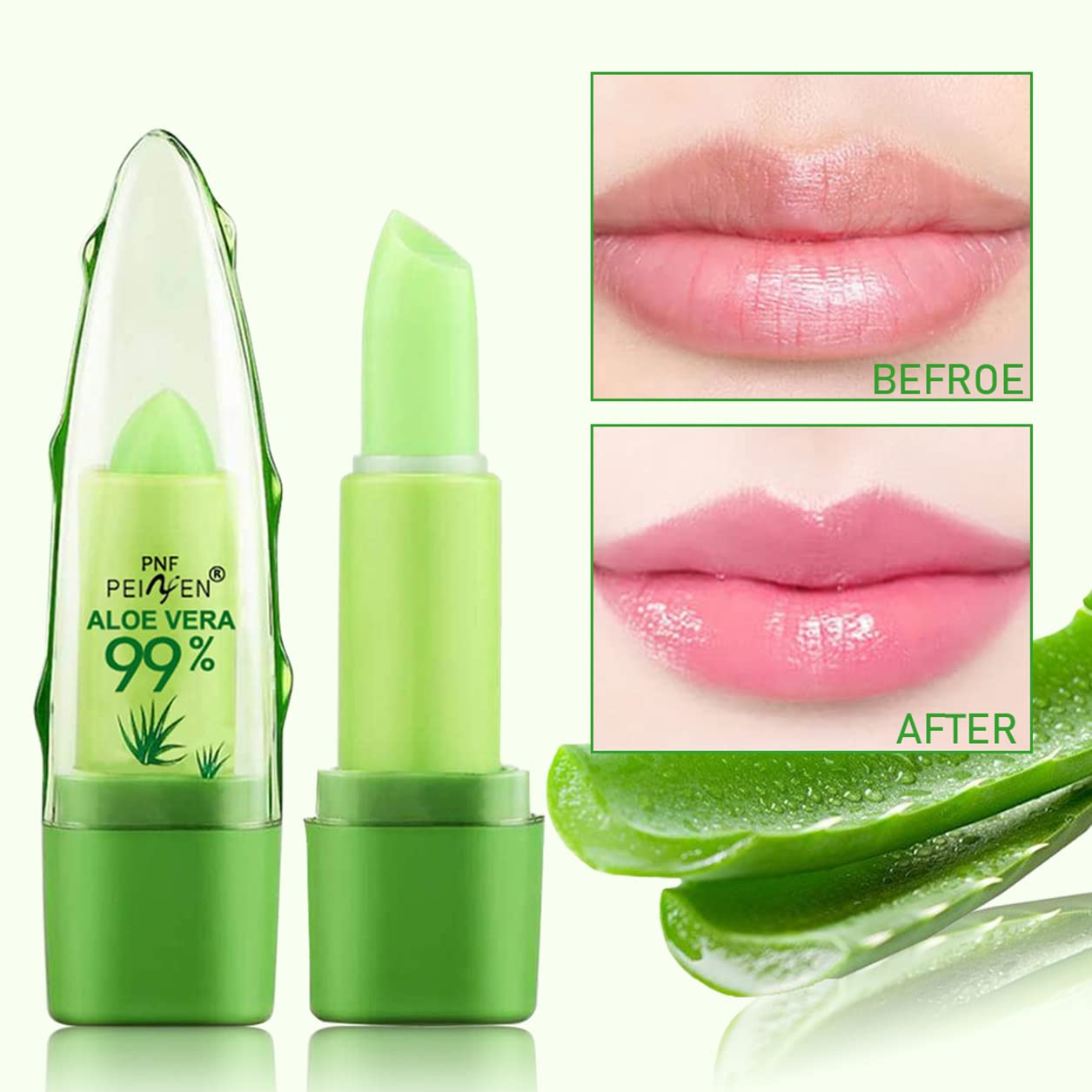 Lápiz labial Eakroo Aloe Vera nutre e hidrata los labios durante el día.