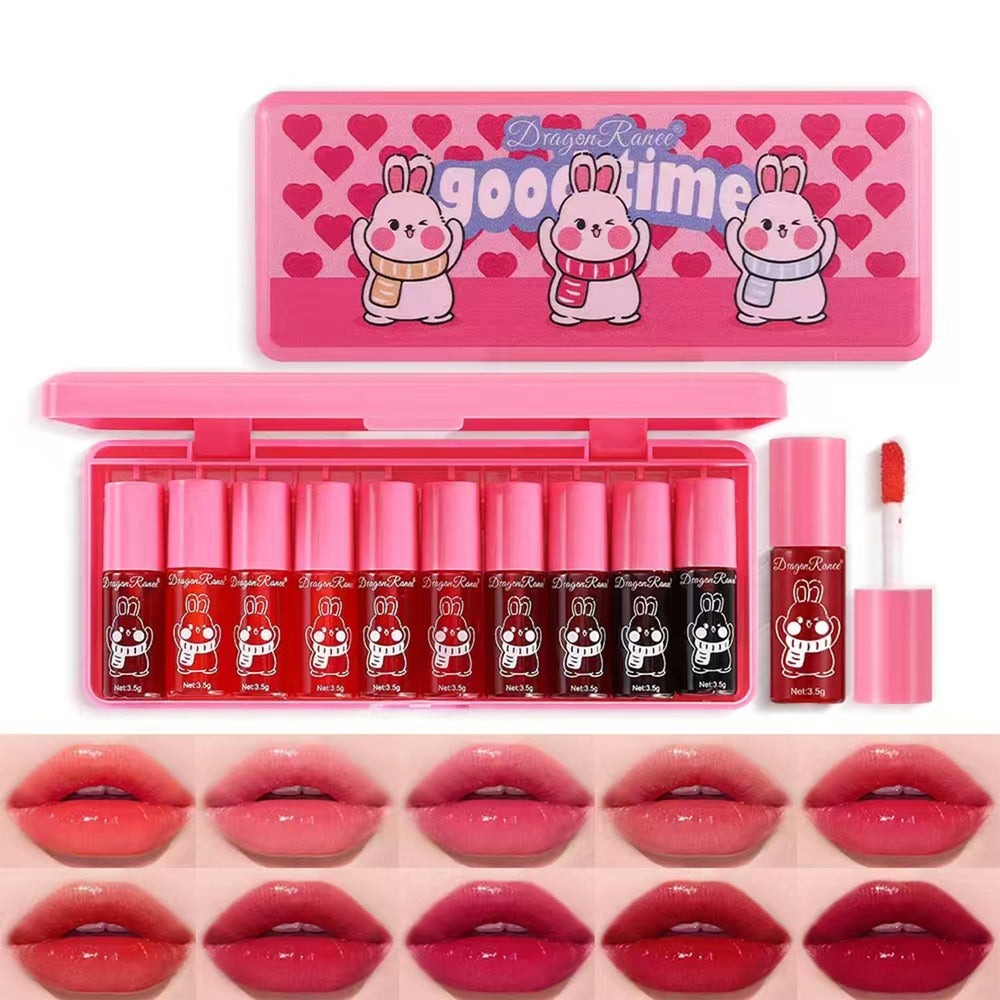 Set de labiales eakroo con 10 colores para labios y mejillas, color duradero.