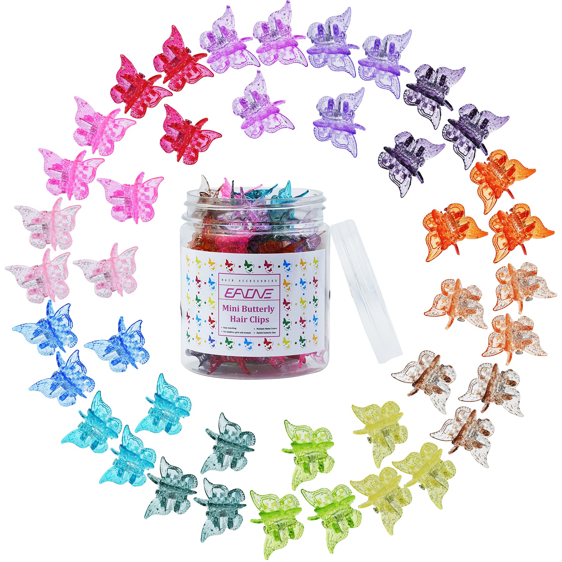 EAONE pinzas mariposa multicolores para peinados rápidos y decorativos.