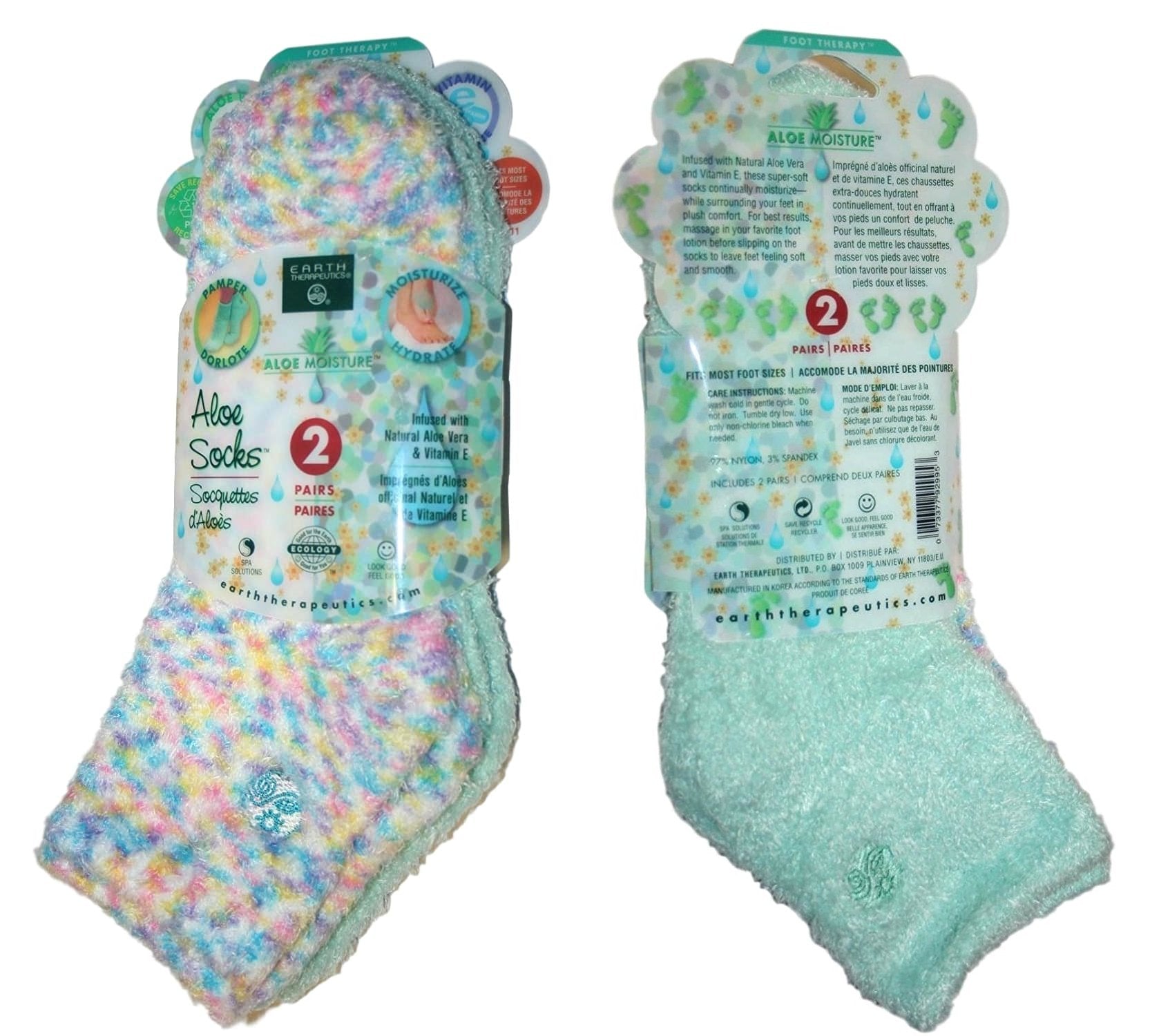 Earth Therapeutics Calcetines Aloe Vera aguamarina: cuidado nocturno para pies suaves e hidratados.