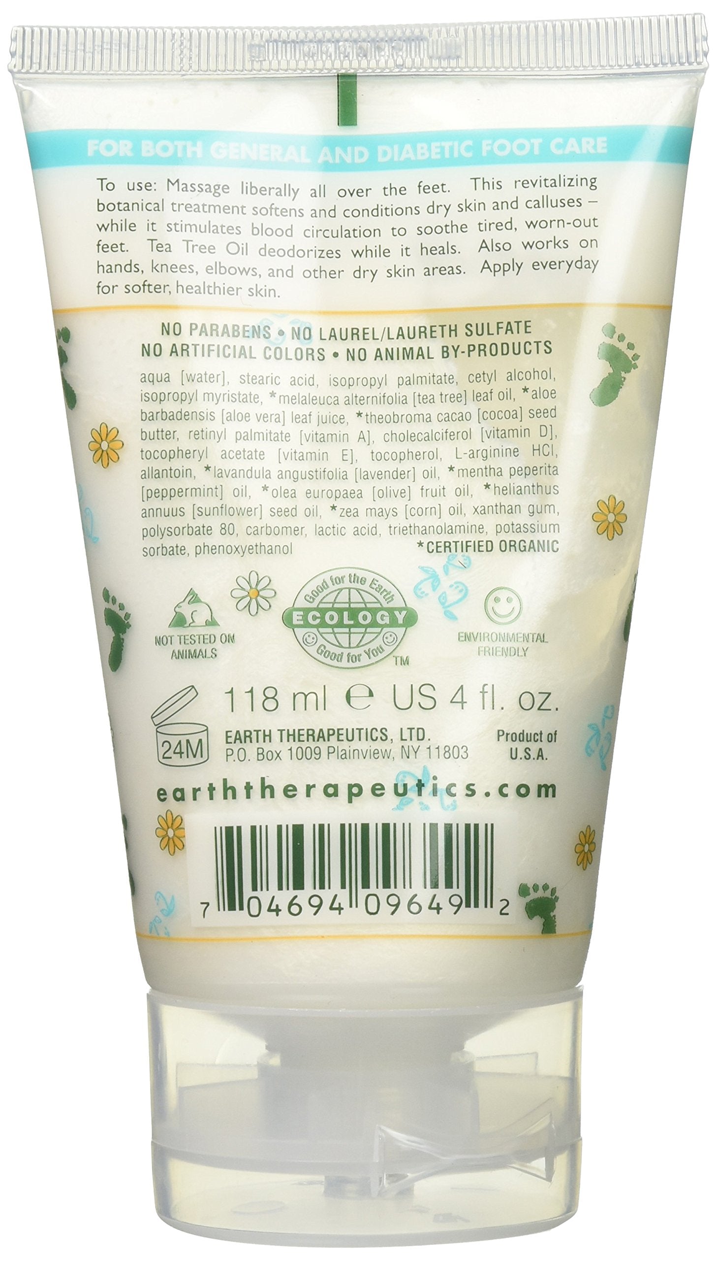 Earth Therapeutics Aplicación Balsamo Pies, cuidado nutritivo para piel áspera