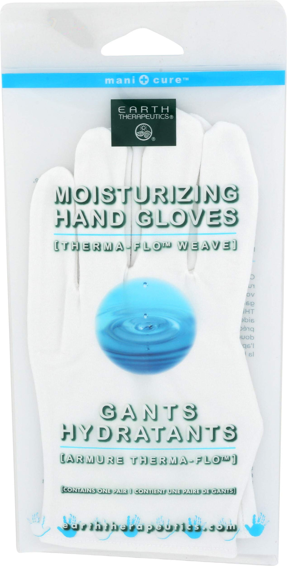 Guantes Earth Therapeutics blancos para manos suaves y humectadas.