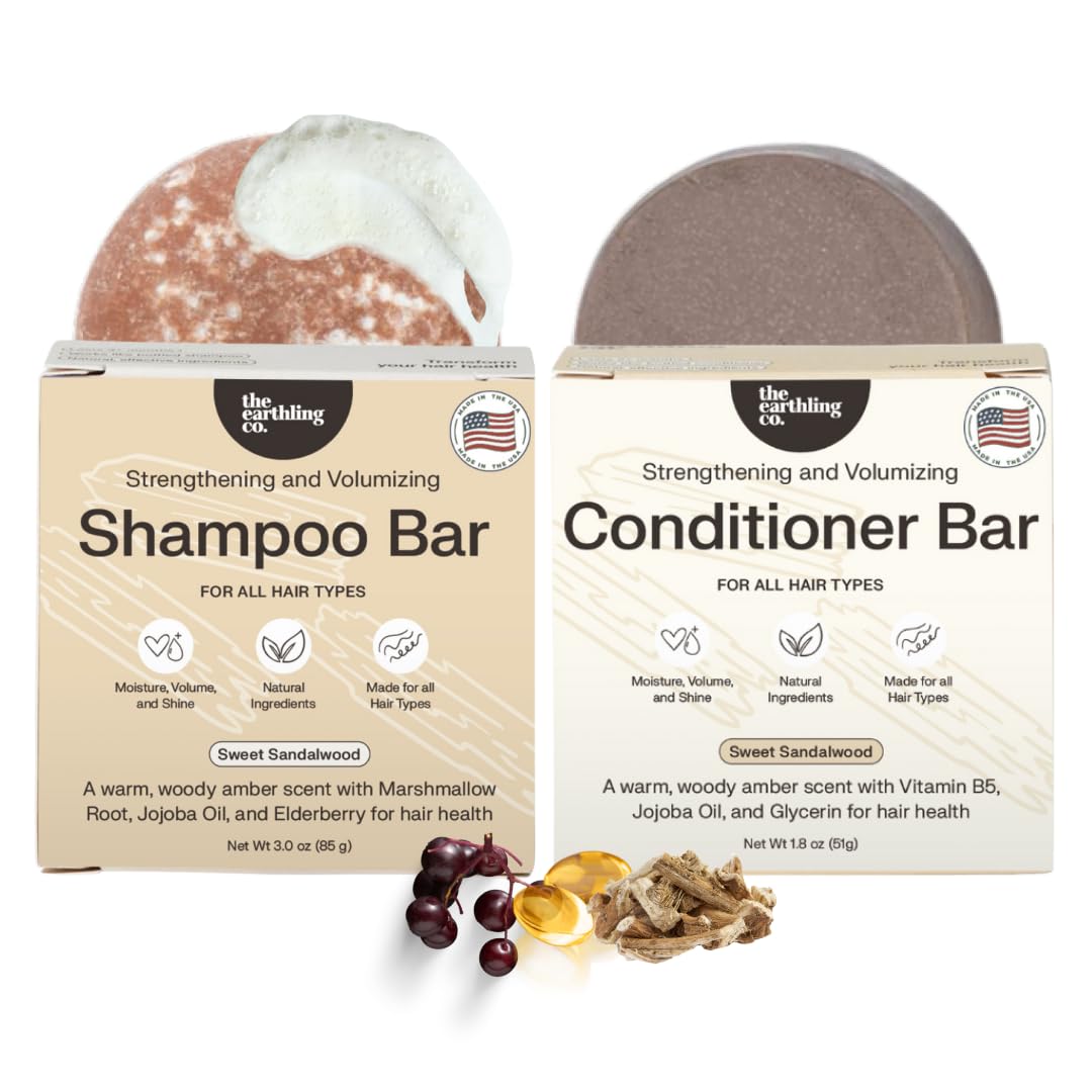 Earthling Co.: conjunto champú barra con envase eco para cuidado sostenible del cabello.