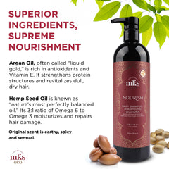 Earthly Body MKS Nourish Shampoo original, aceites de argán para nutrición suave