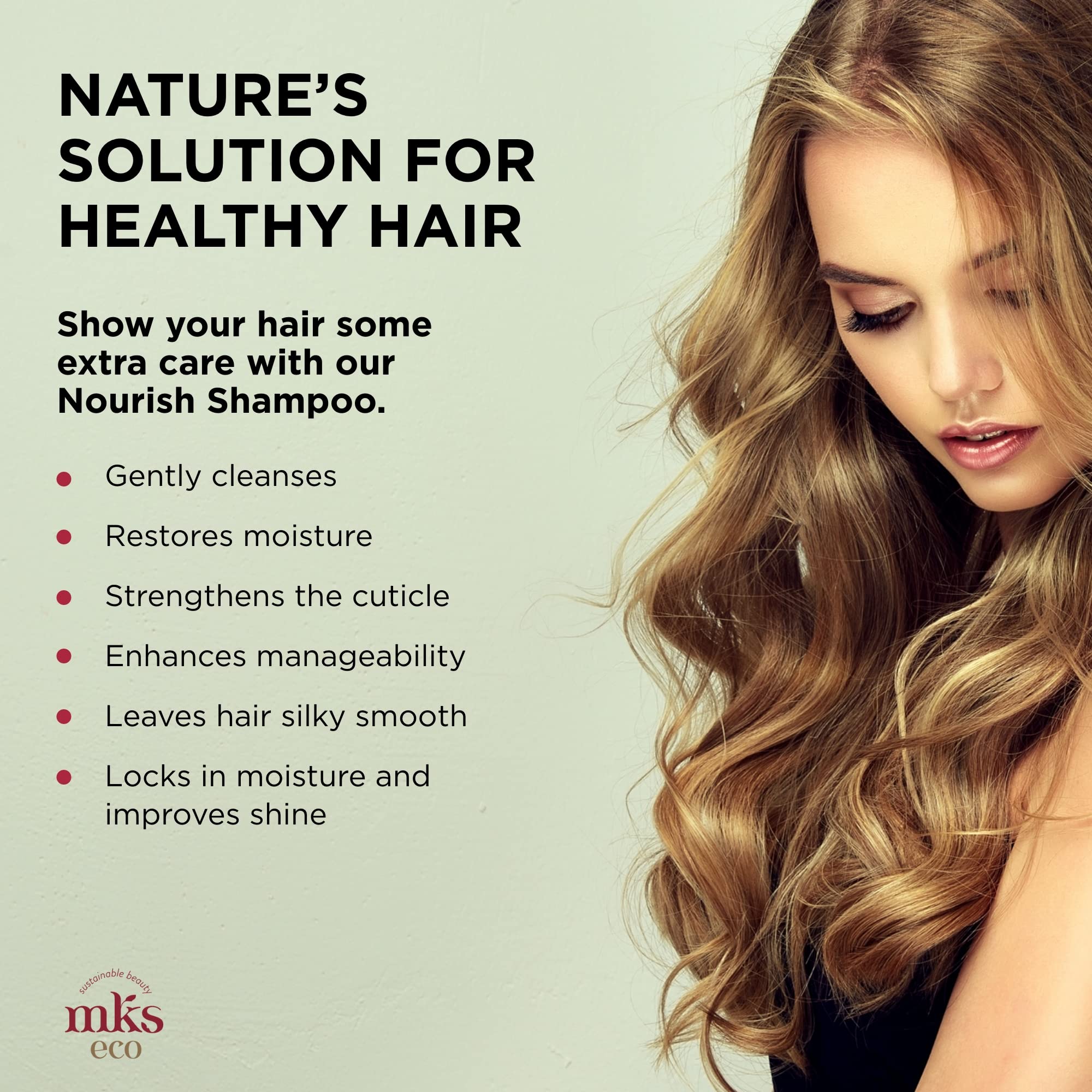 Earthly Body MKS Nourish Shampoo original, textura cremosa durante el lavado deja cabello sedoso