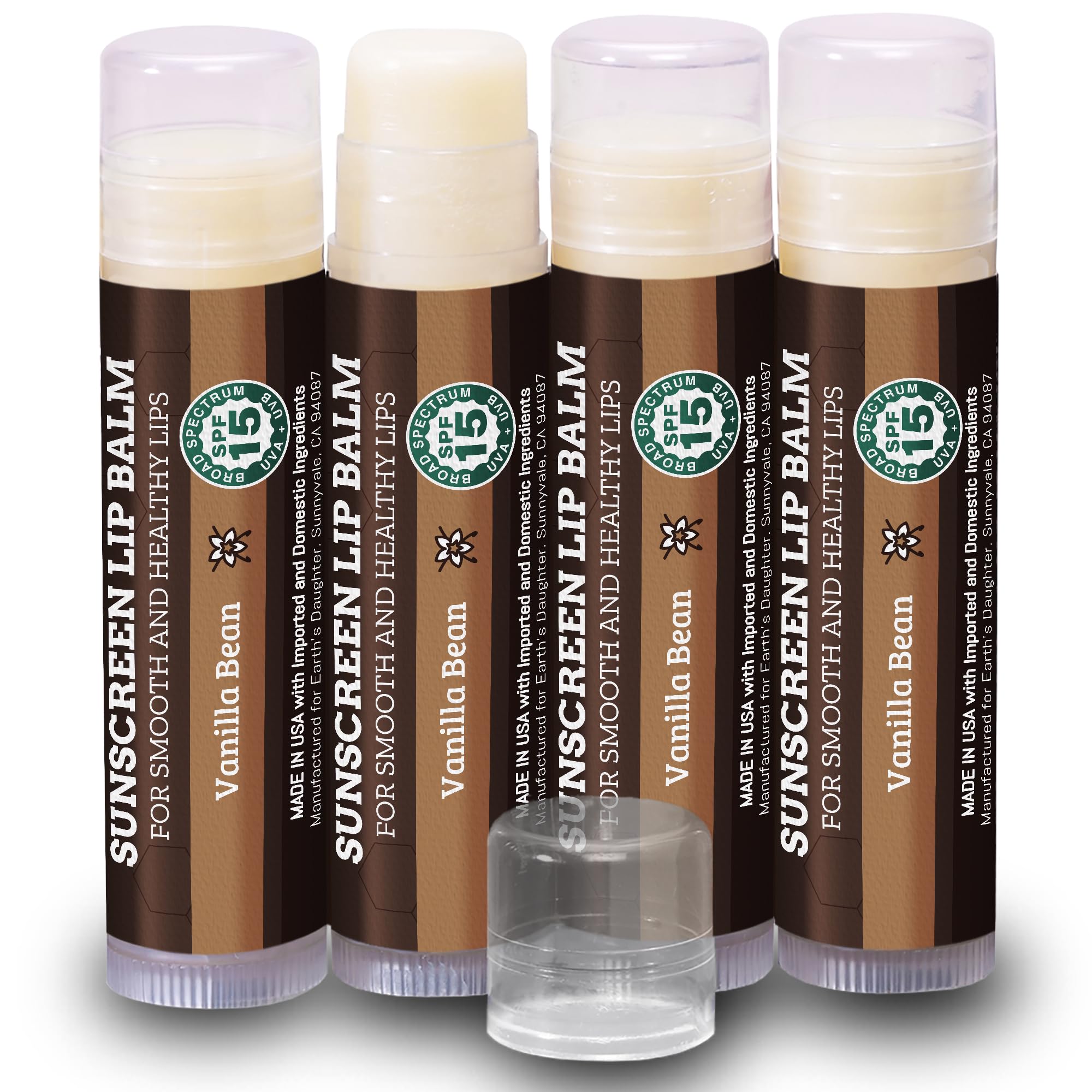 Earth's Daughter bálsamo labial SPF 15 conjunto de 4, protección diaria para labios