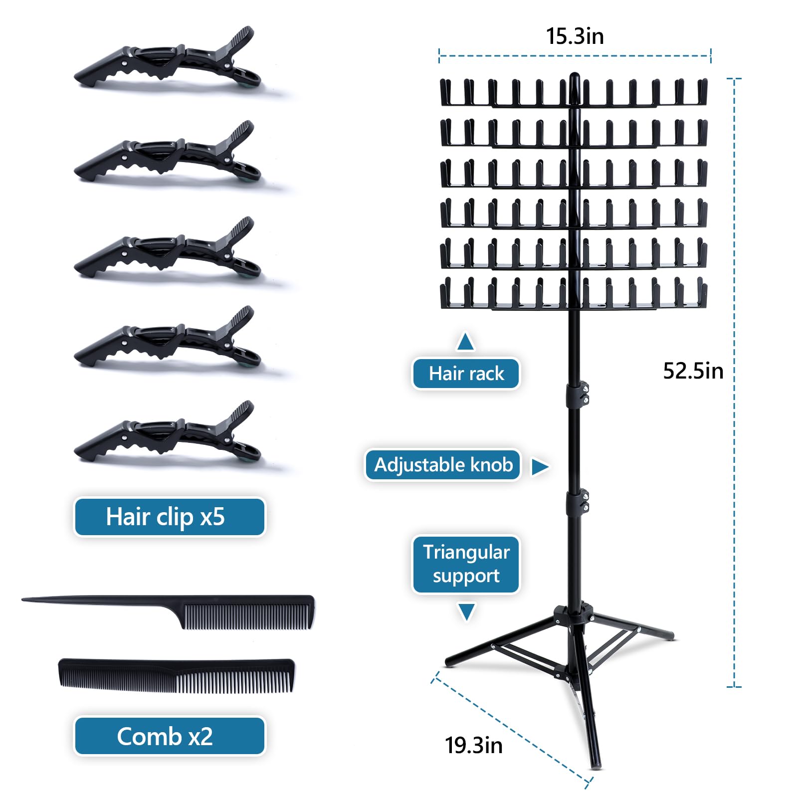 Eastdone estante para trenzas con base plegable y ahorro de espacio.