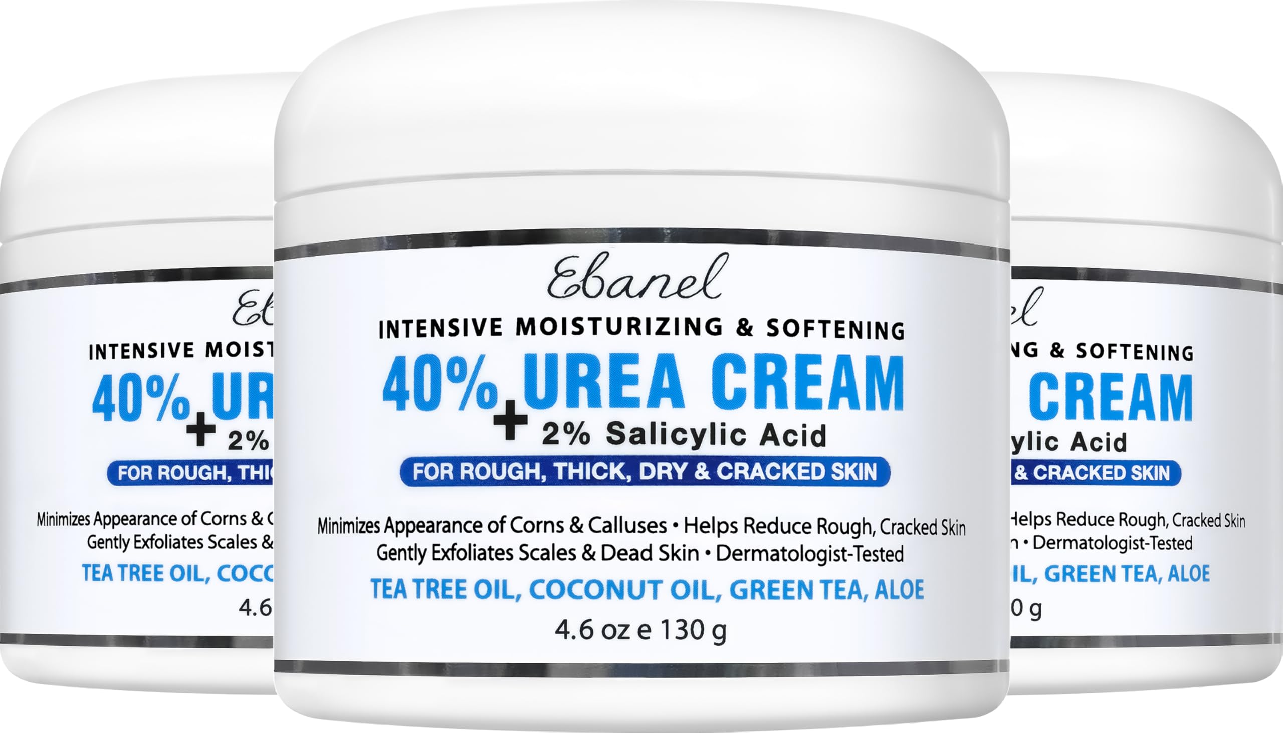 Ebanel crema urea 40% en envase, enfoque en hidratación profunda para pies.