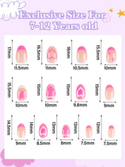 EBANKU uñas infantiles con diseños rosa atractivos, listas para combinar con atuendos diarios