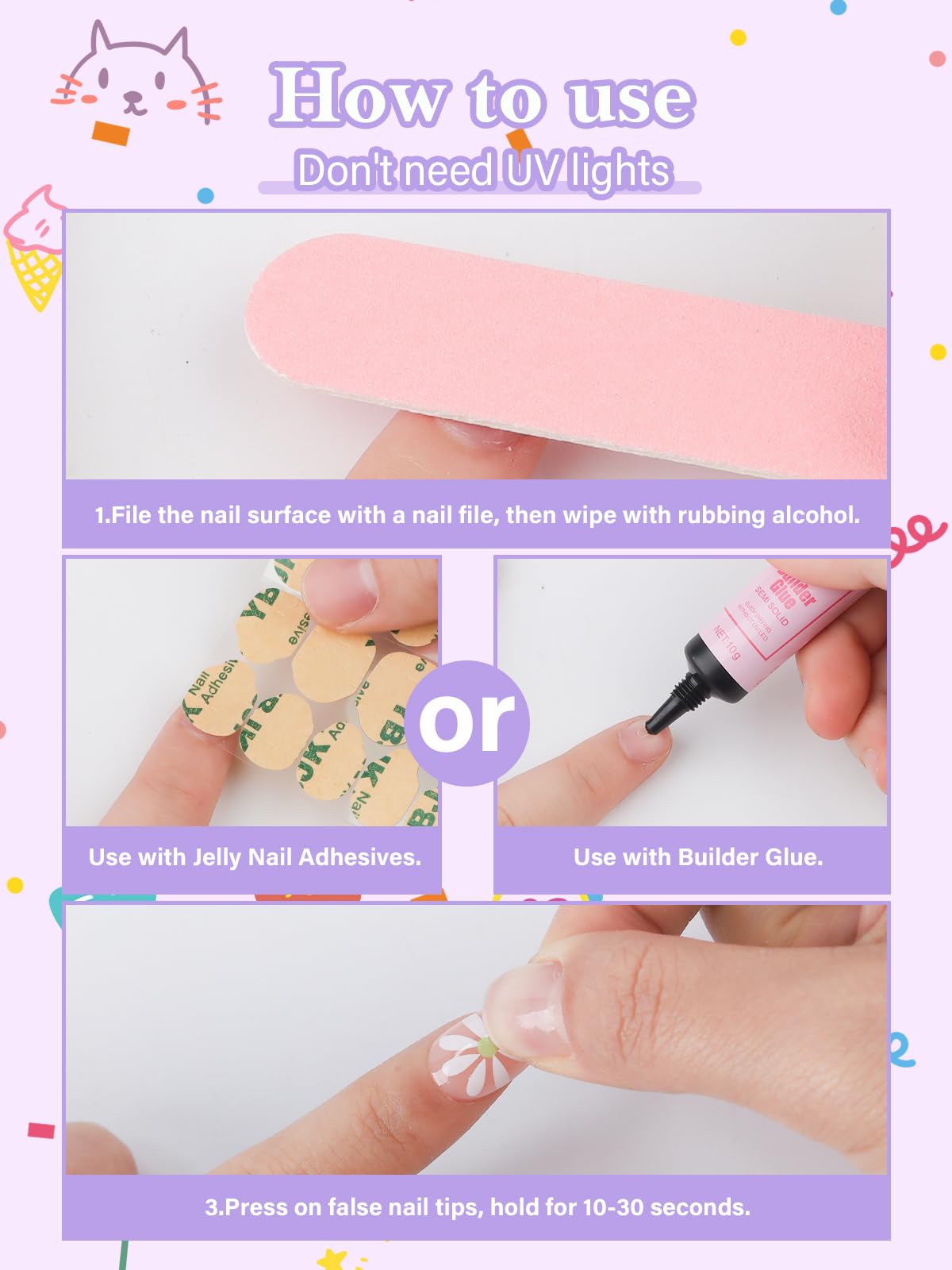 EBANKU diseño floral en uñas falsas para un look adorable.