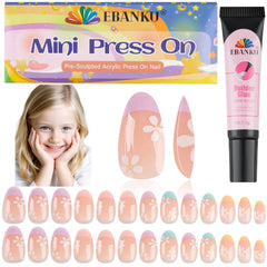 Uñas postizas EBANKU para niñas con diseño rosa flor, ideal para juego seguro.