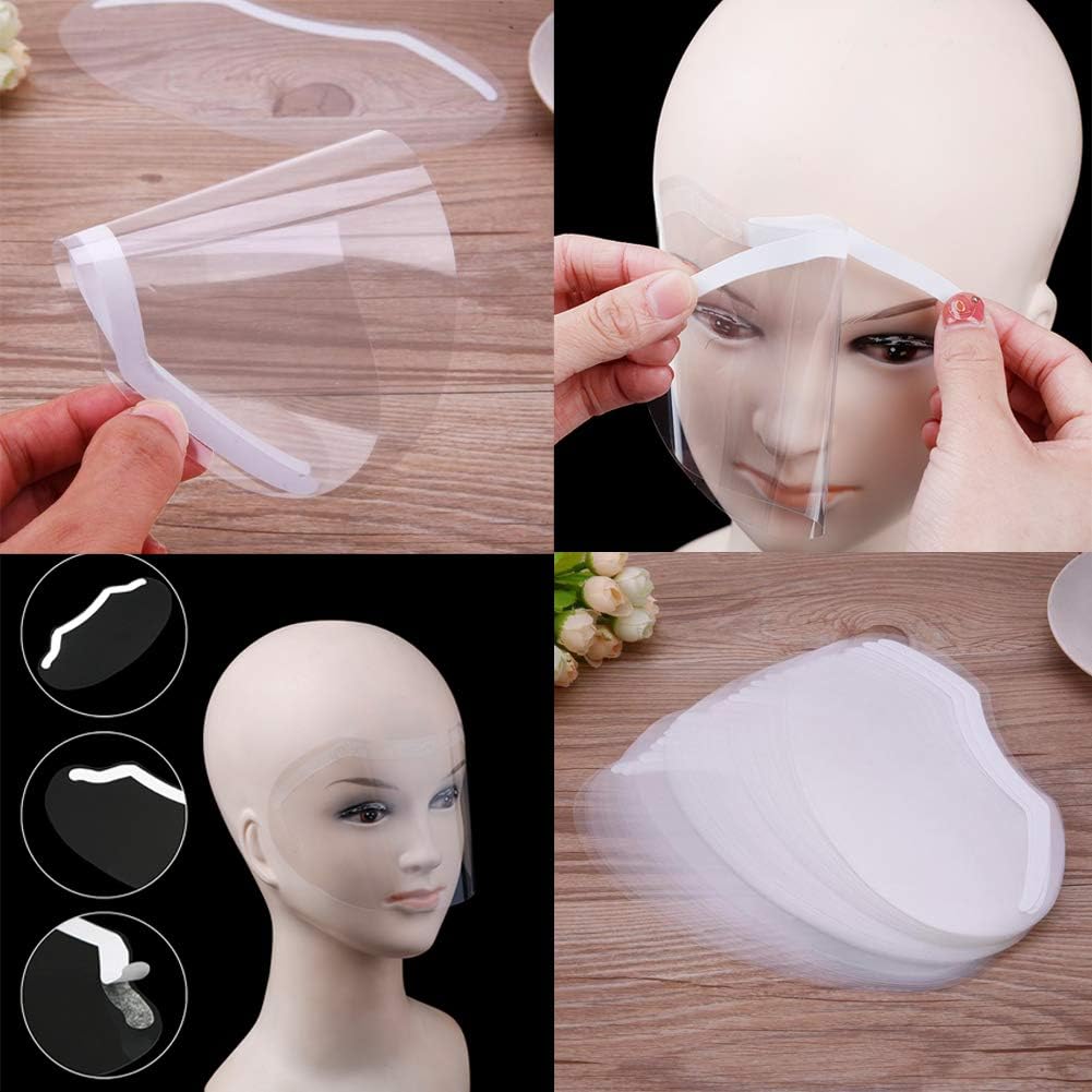 Visor facial EBANKU con adhesivo suave y fijación sencilla.