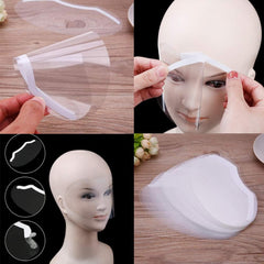 Visor facial EBANKU con adhesivo suave y fijación sencilla.